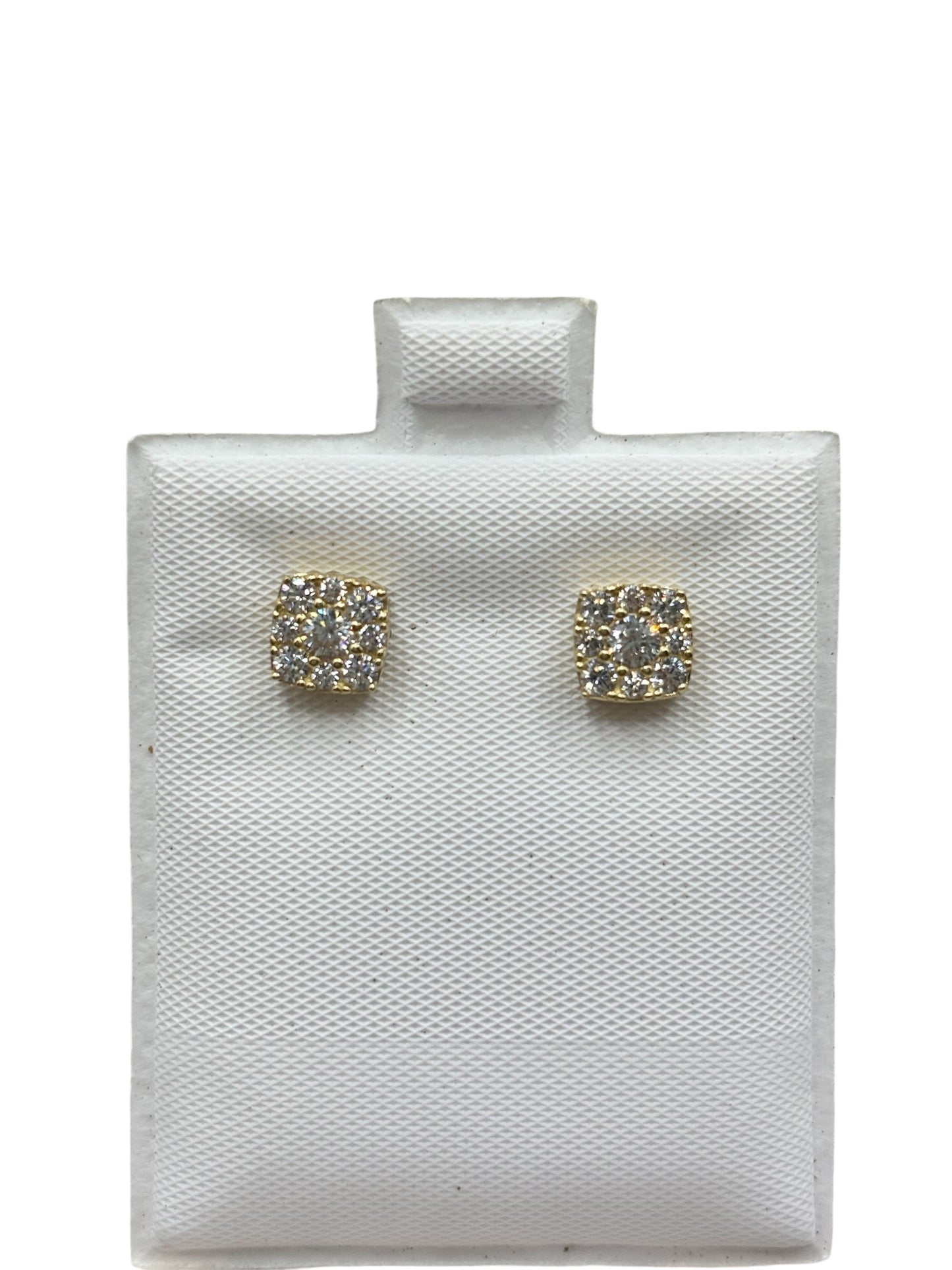 10k gold square earrings  with cz stones