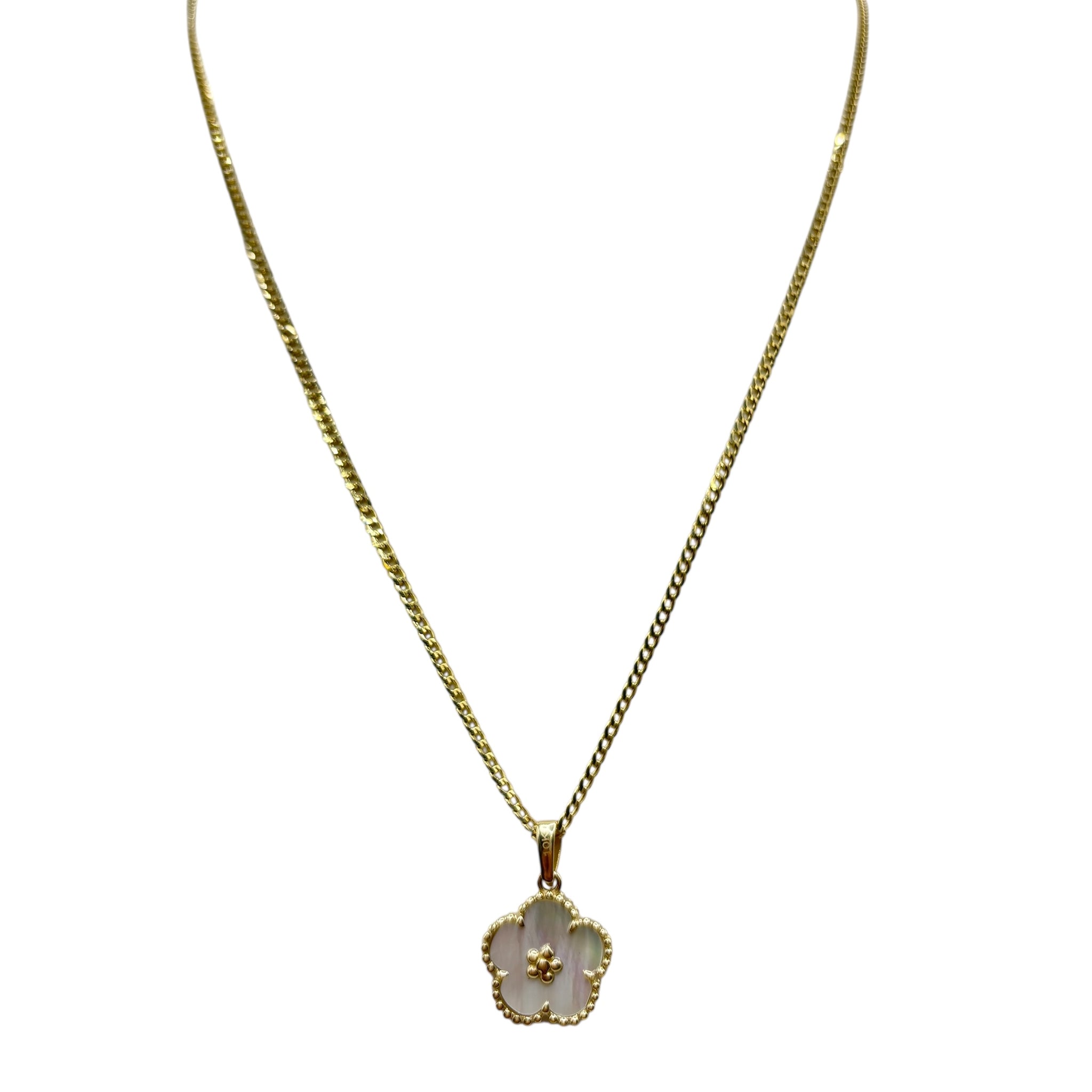 10k gold Cuban chain with flower pendant 20in 1.8mm