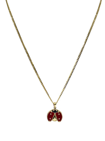 10k gold Cuban chain with ladybug pendant 20in 1.8mm