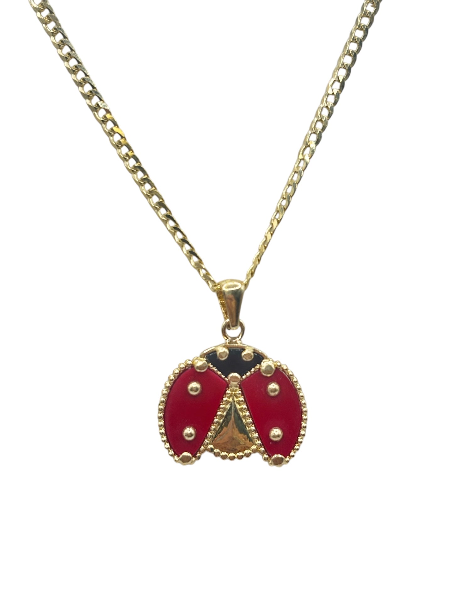 10k gold Cuban chain with ladybug pendant 20in 1.8mm