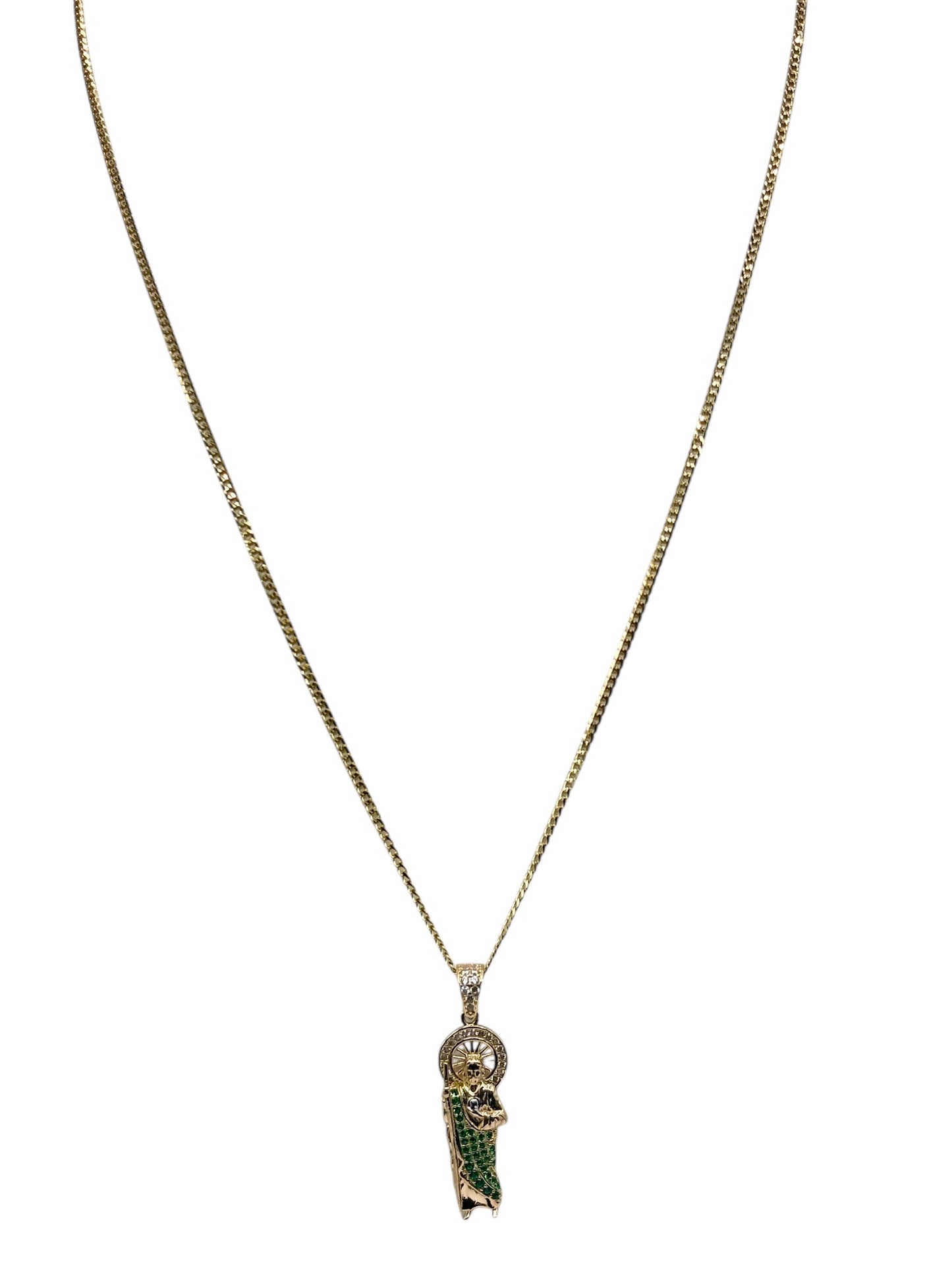 10k Gold Cuban Chain with Saint Jude pendant 22in 1.8mm