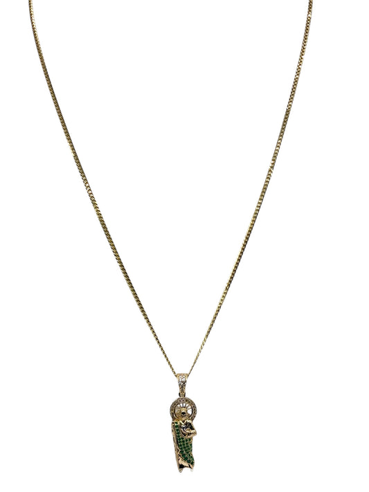 10k Gold Cuban Chain with Saint Jude pendant 22in 1.8mm