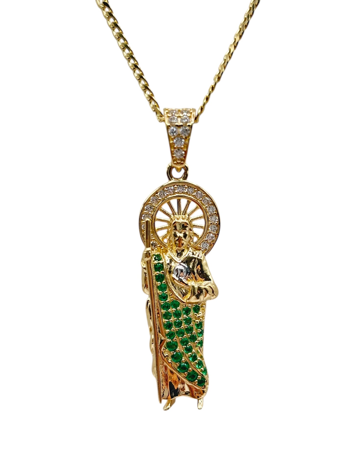 10k Gold Cuban Chain with Saint Jude pendant 22in 1.8mm