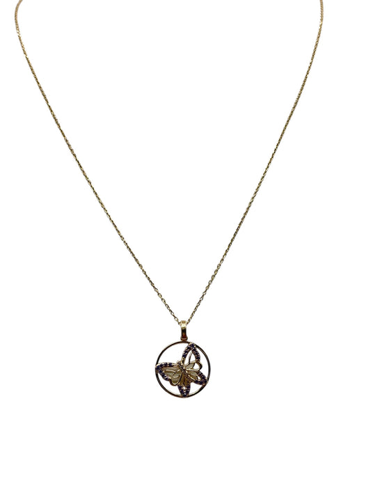 10k Gold Chain with butterfly pendant 18.5in 0.9mm