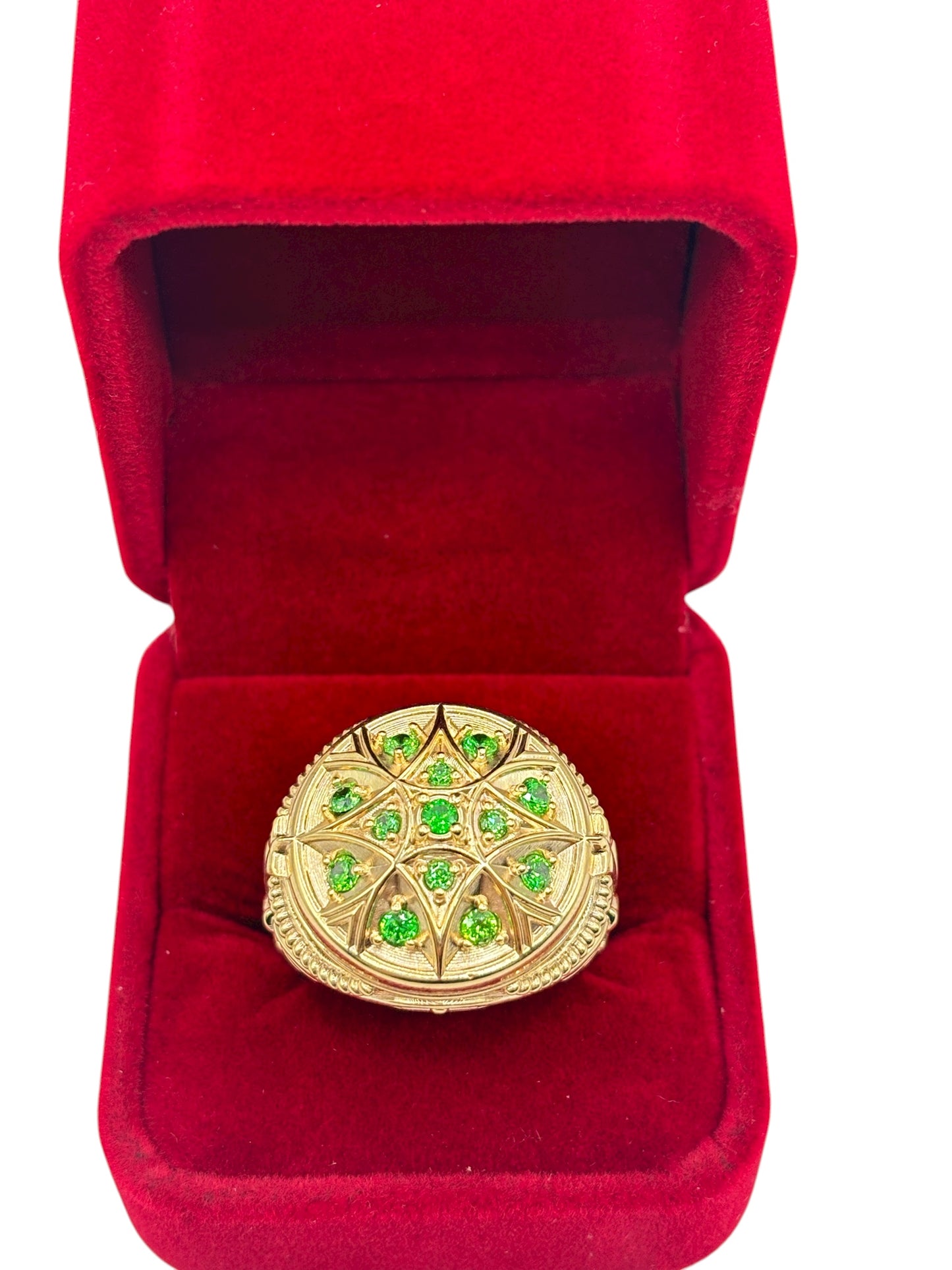 10k Gold ring with green cz stones size 11.5