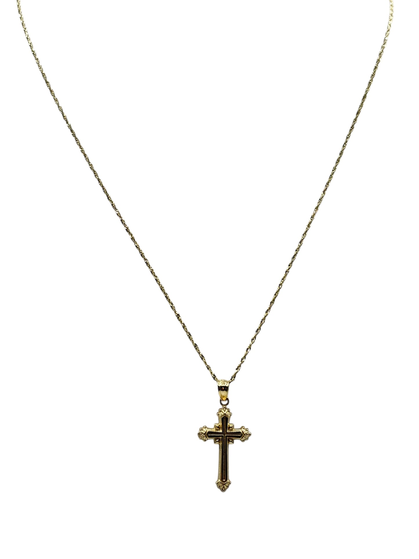 10k gold chain Singapore cut .with cross pendant .18in 0.9mm