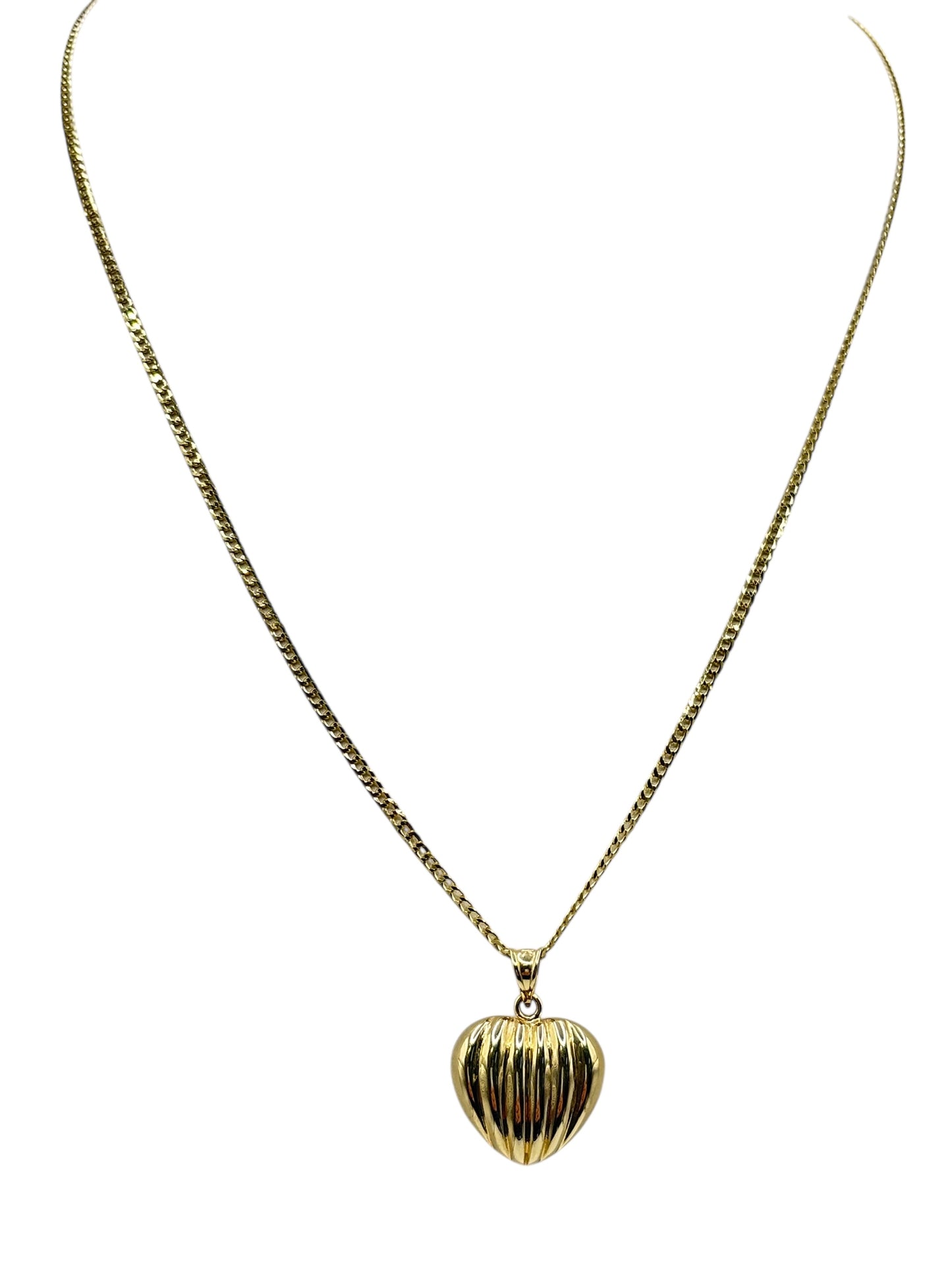 10k gold Cuban chain with puffed heart pendant 18in 1.9mm