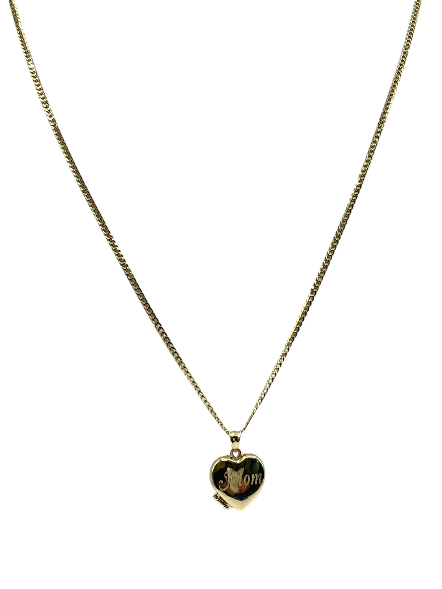 10k gold Cuban chain with heart locket ,for photo ,pendant 22in 1.9mm