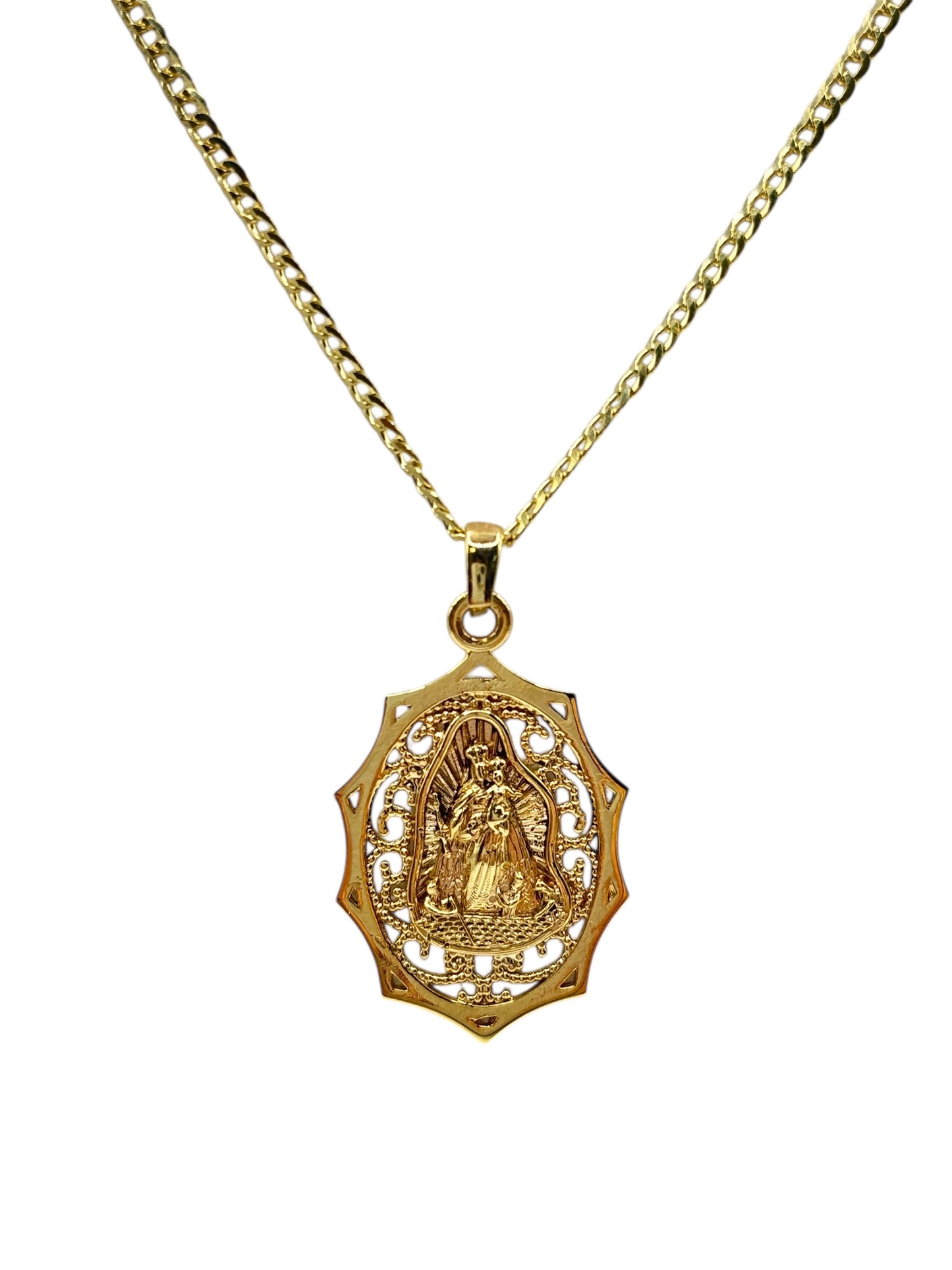 10k gold Cuban chain with charity pendant ,22in 1.9mm