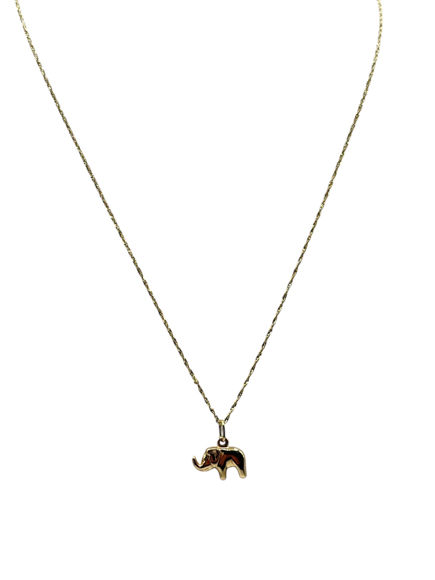 10k gold chain Singapore cut with elephant pendant 18in 0.9mm