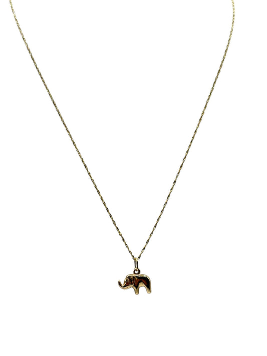 10k gold chain Singapore cut with elephant pendant 18in 0.9mm