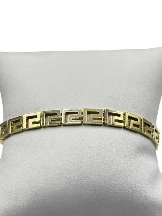 10k gold Greek key style bracelet 7in