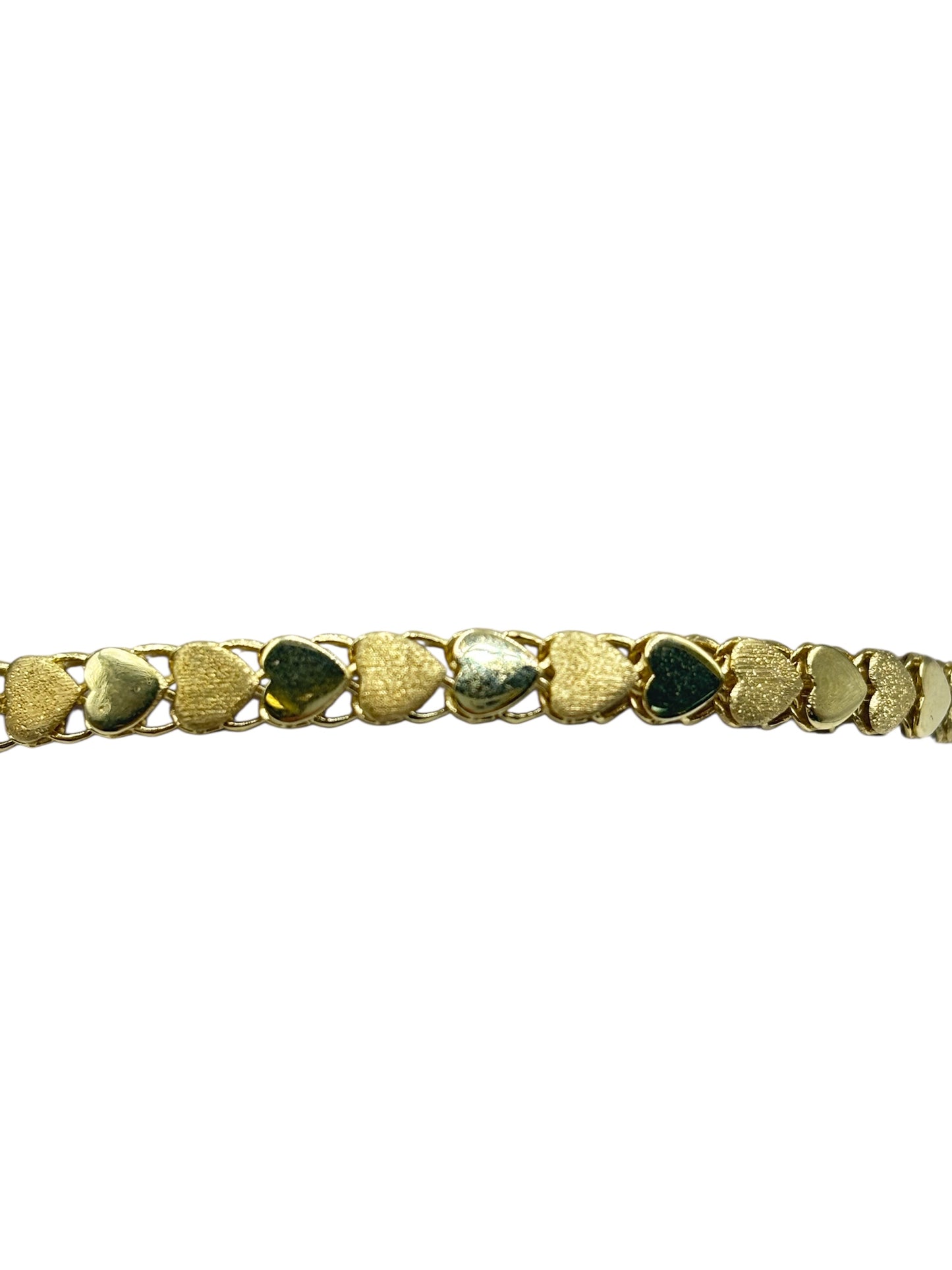 10k gold bracelet of hearts 7in