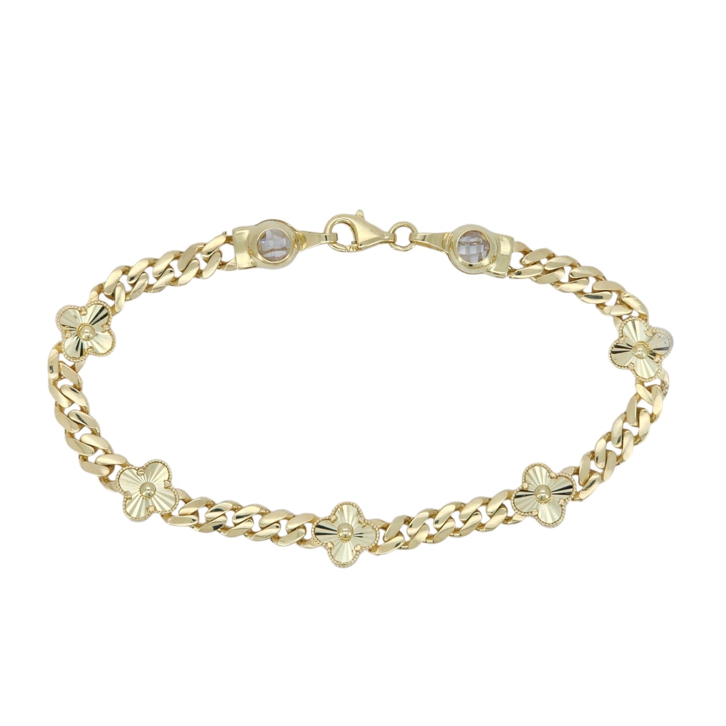 10k Gold Flower Bracelet 7.5in 4.5mm