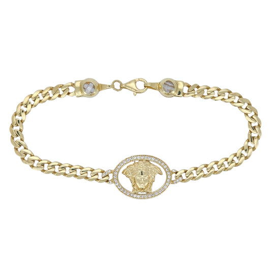 10k Gold Medusa Bracelet 7.5in 4.5mm