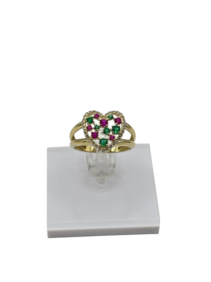10k heart ring cz stones size 8
