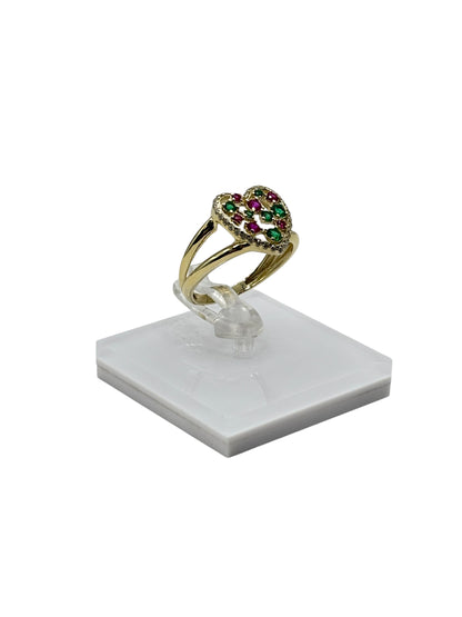 10k heart ring cz stones size 8