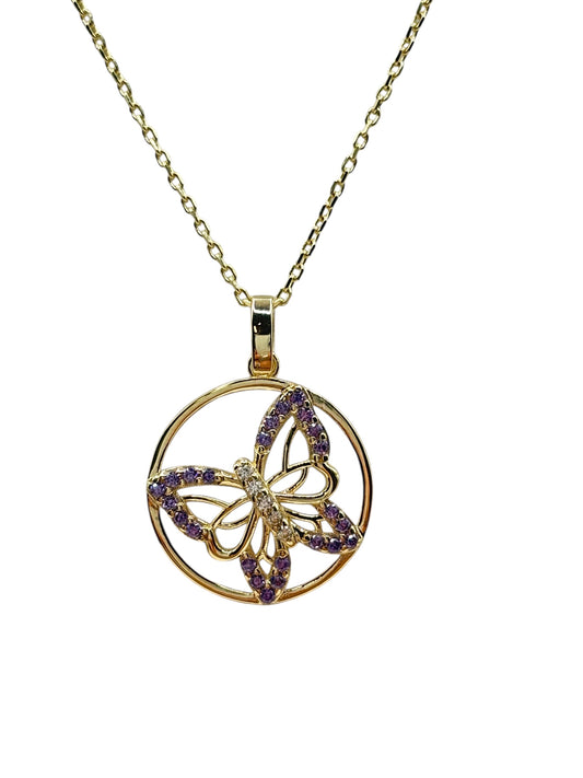 10k chain with butter fly pendant 16 to 18in 0.8mm