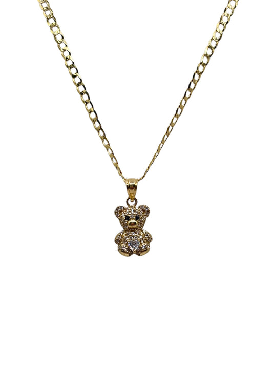 10k Gold Chain with bear pendant 20in 2.5mm