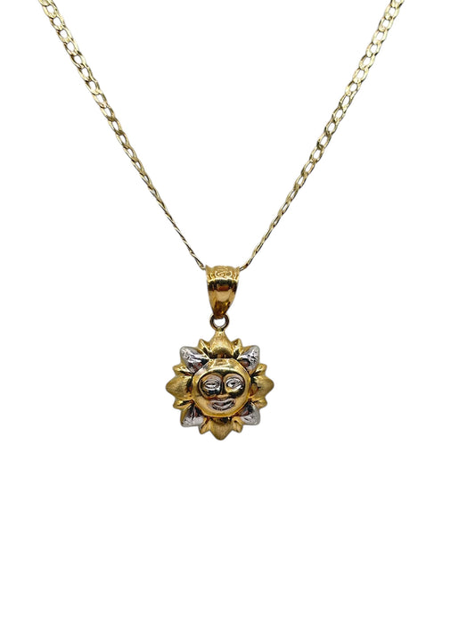 10k gold Cuban chain with sun pendant 22in 2.5mm