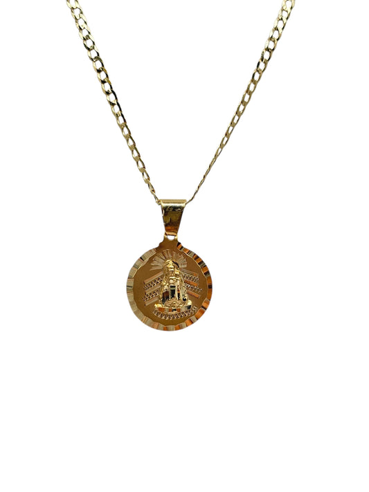 10k gold Cuban chain with Charity pendant 22in 2.5mm