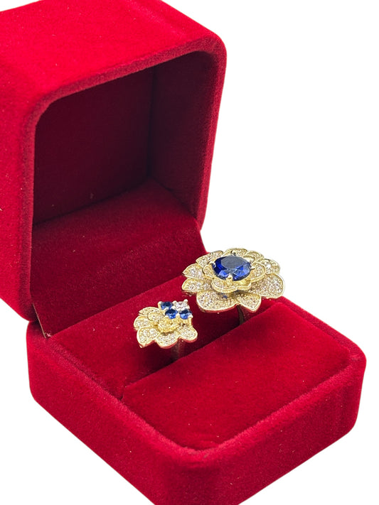 10k gold flower ring with cz stones size 9