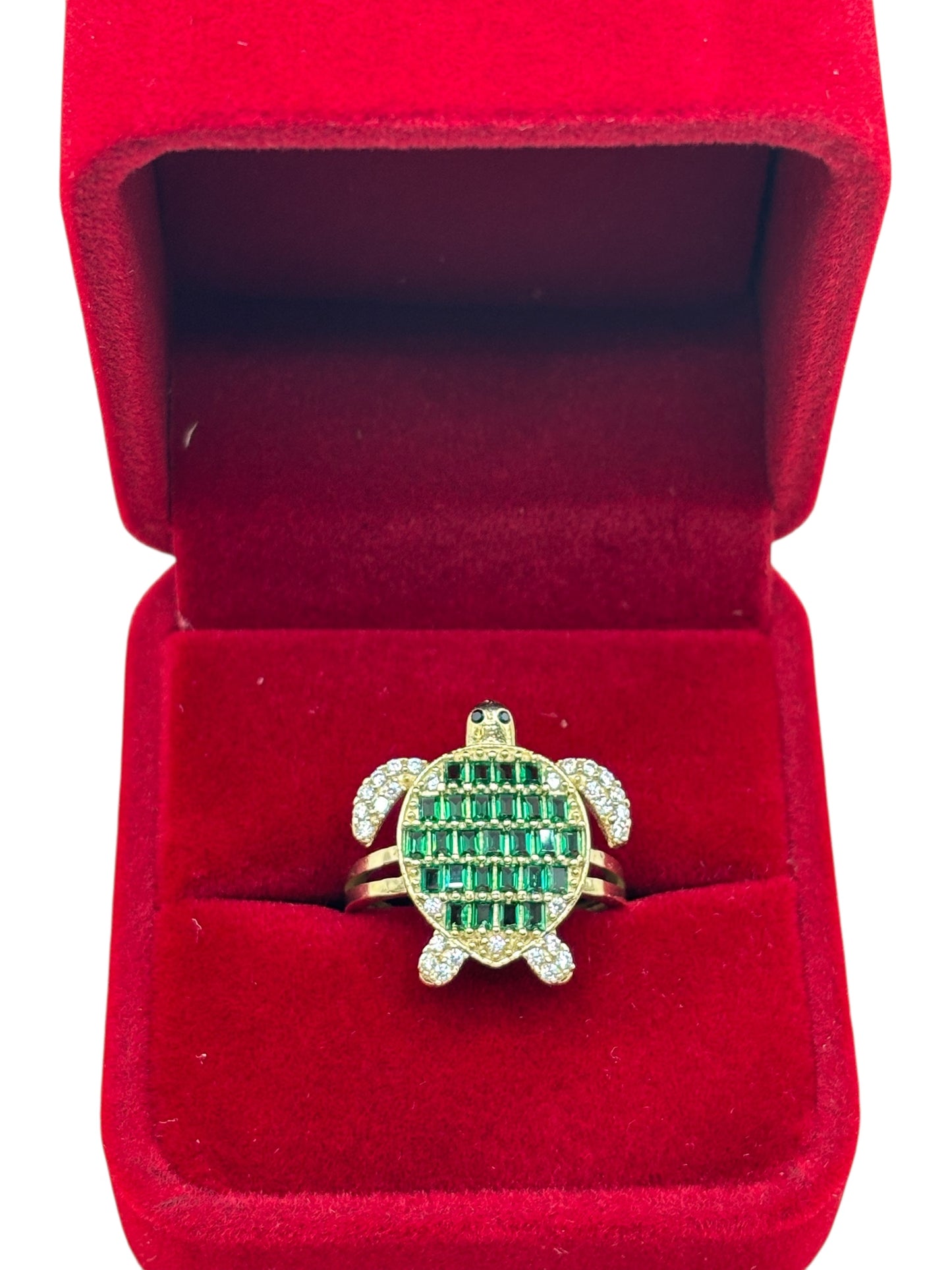 10j gold turtle ring with cz stones size 7