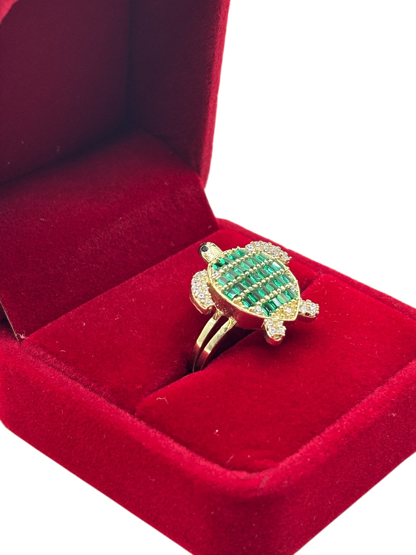 10j gold turtle ring with cz stones size 7