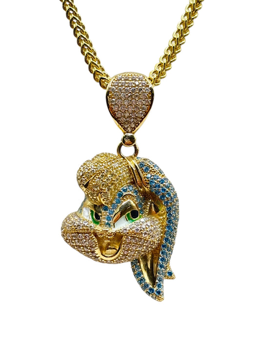 10k Gold franco Chain with Lola bunny pendant 20in 2.1mm