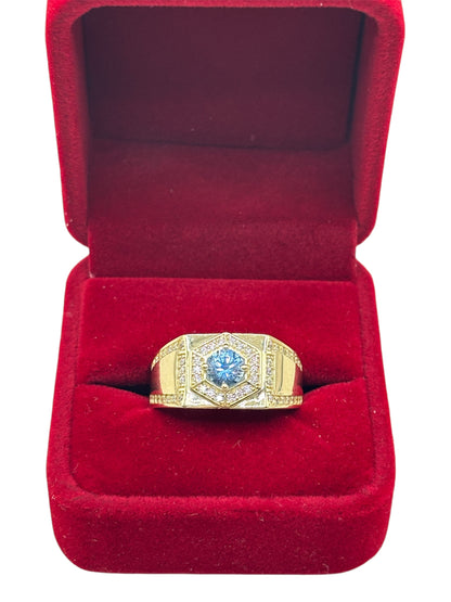 10k Gold ring with blue stone size 10.5