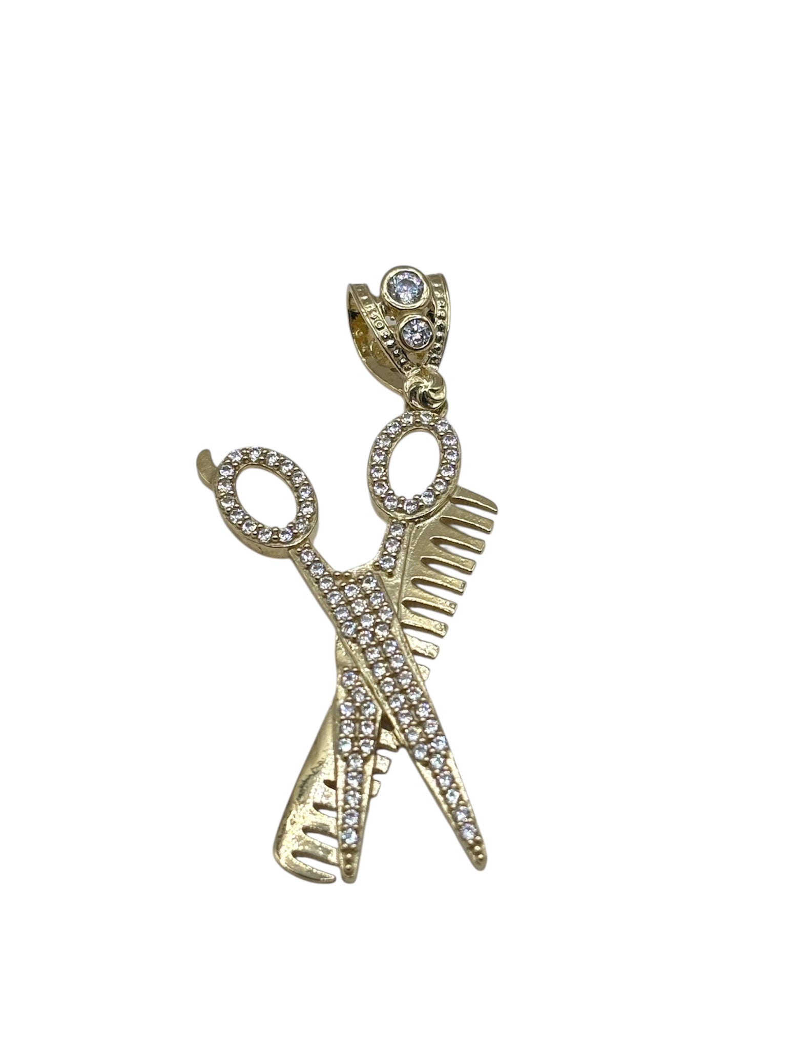 10k gold Scissors and comb pendant