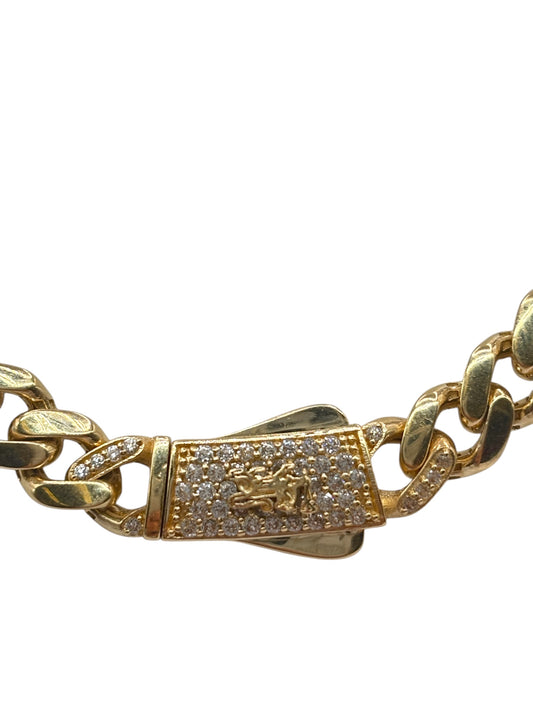 14k Gold Cuban Chain with cz stones 18in 7mm