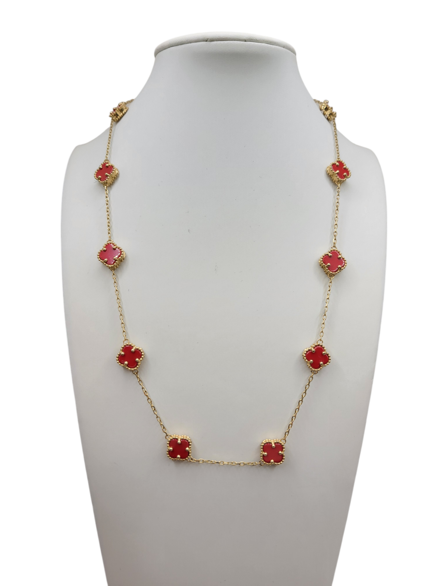 14K Gold Necklace. Reversible Clover, Gold and Rose Color. 18in. 1.5mm