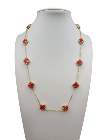 14K Gold Necklace. Reversible Clover, Gold and Rose Color. 18in. 1.5mm