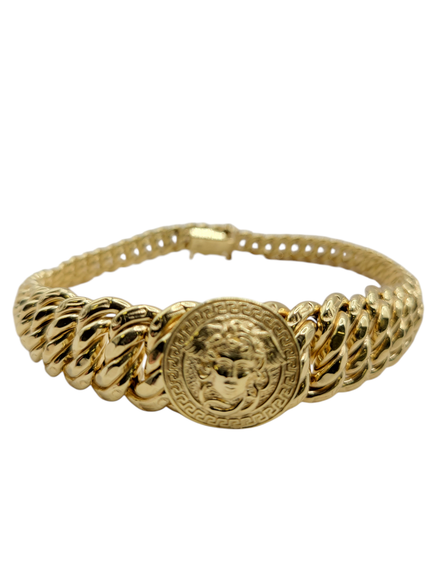 10K Gold Princess Cut Bracelet .7.5mm . 7.3- 13.4