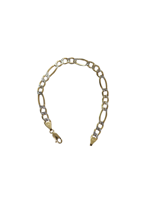 14k gold diamond cut bracelet 7in.  6.5mm.