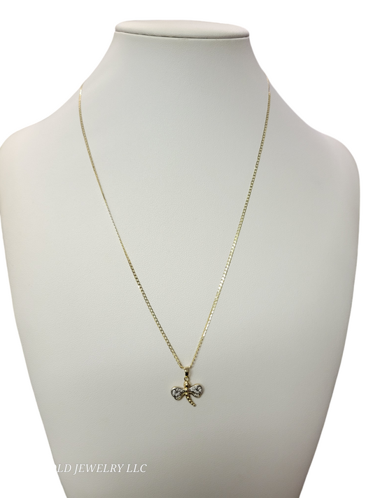 10k gold chain with dragonfly pendant