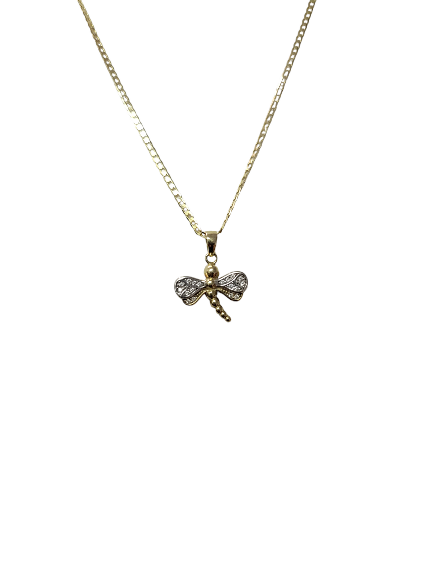 10k gold chain with dragonfly pendant