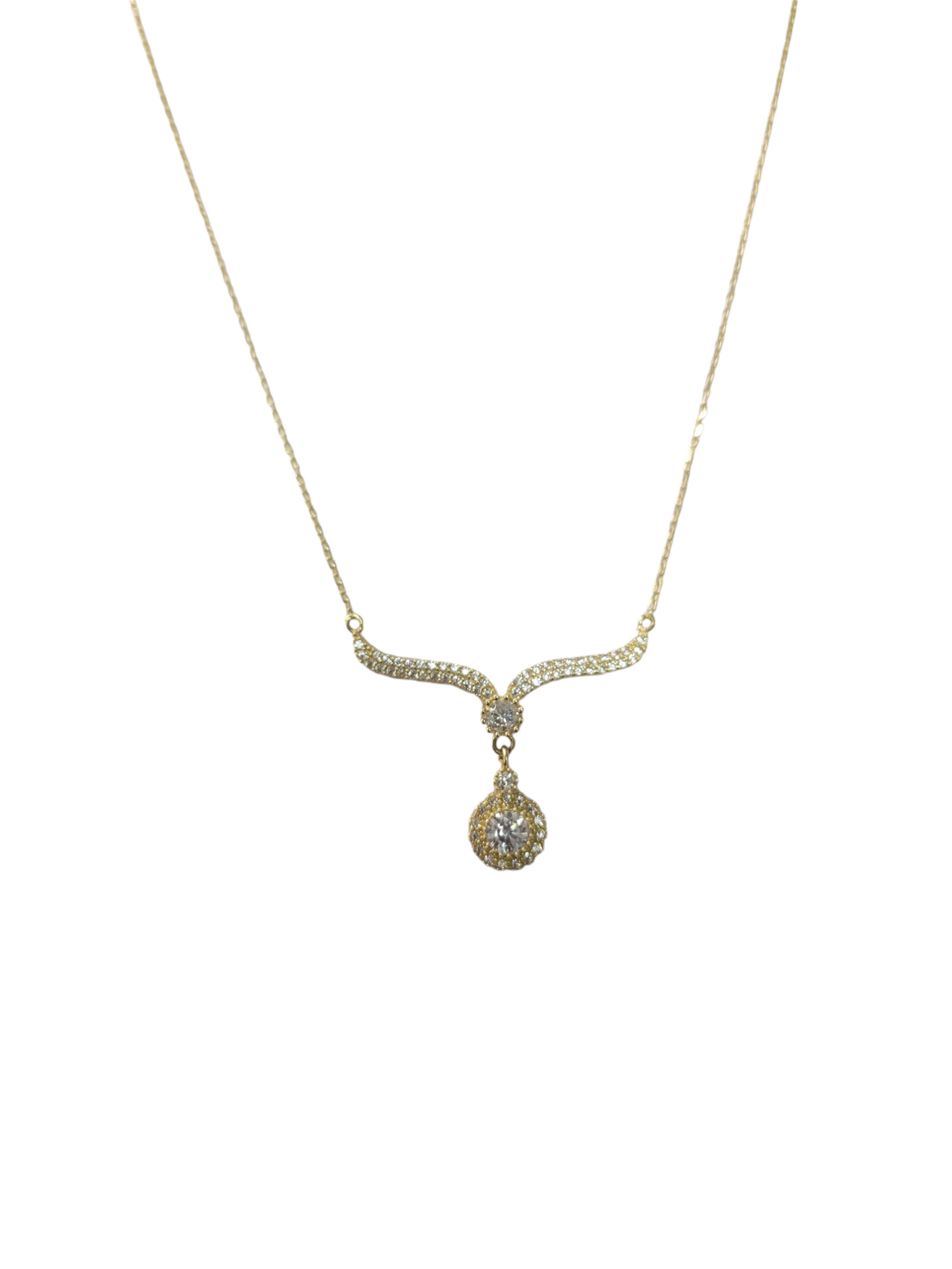 10k gold necklace with white stones 19in.