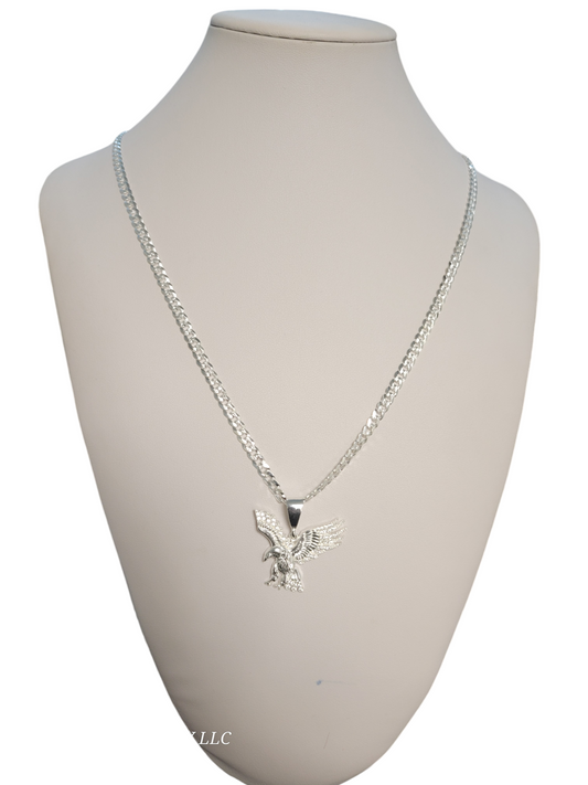 Cuban chain with 925 silver eagle pendant. 28in. 4.5mm