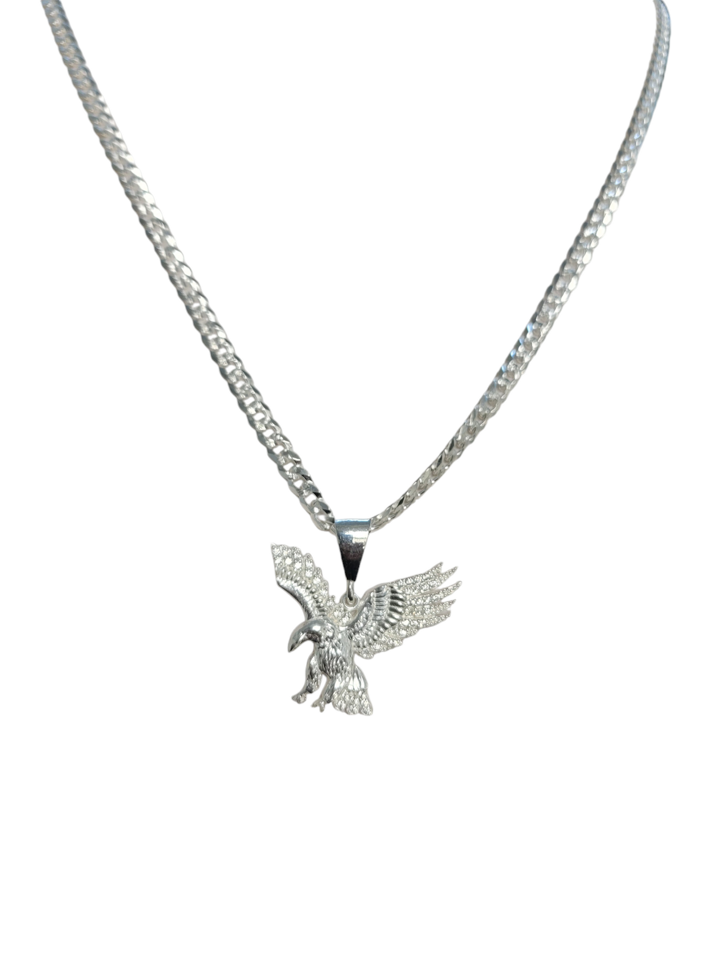 Cuban chain with 925 silver eagle pendant. 28in. 4.5mm