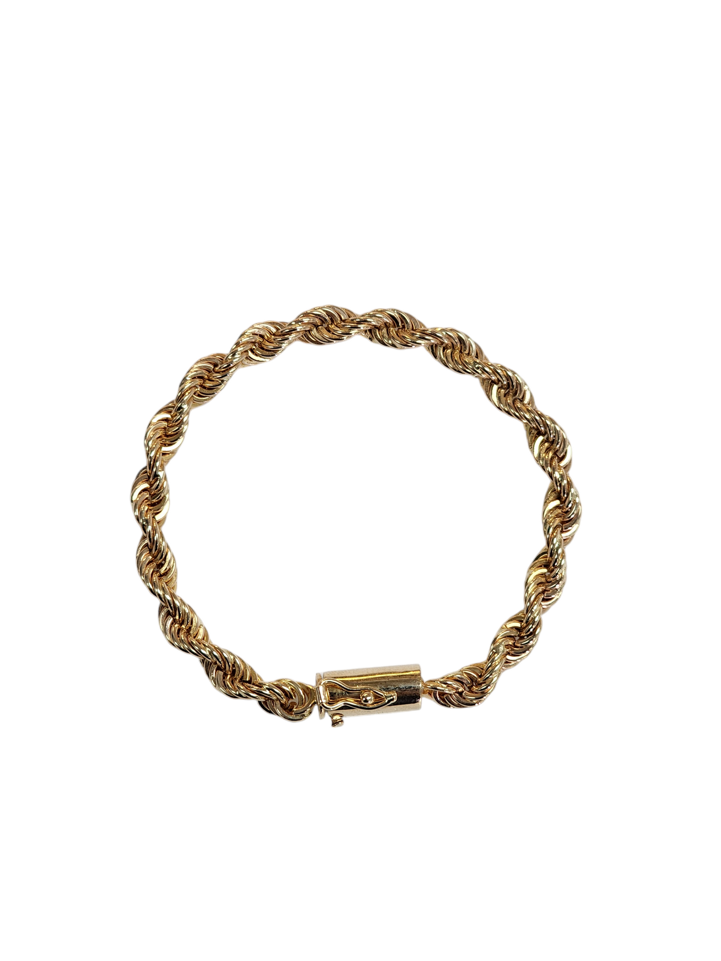 14k rope chain bracelet  8in. 6mm.