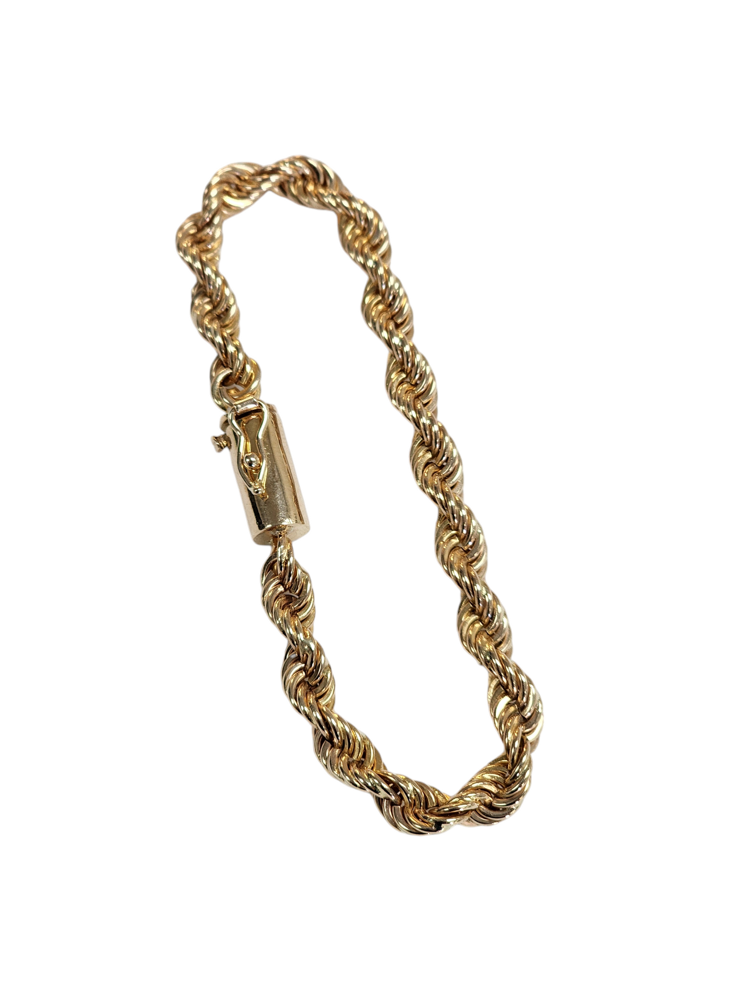 14k rope chain bracelet  8in. 6mm.