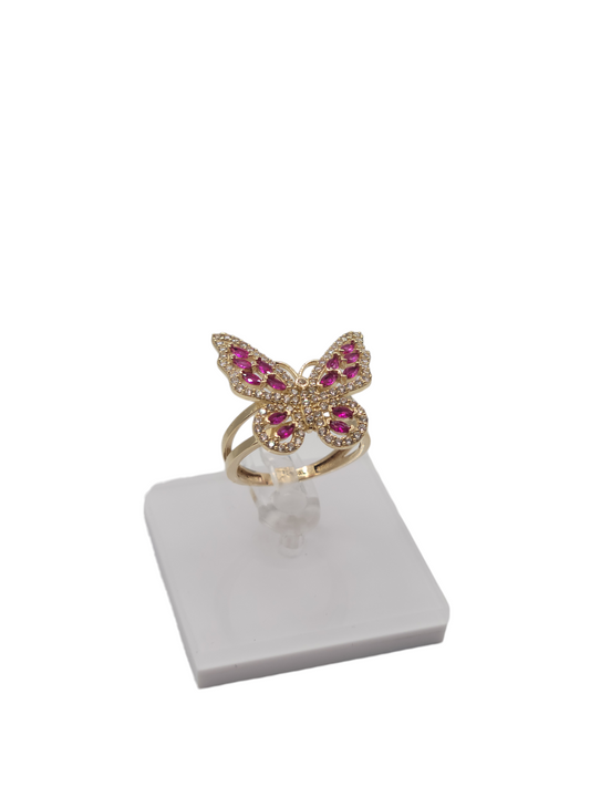 14k gold butterfly style ring size 7 CZ stones