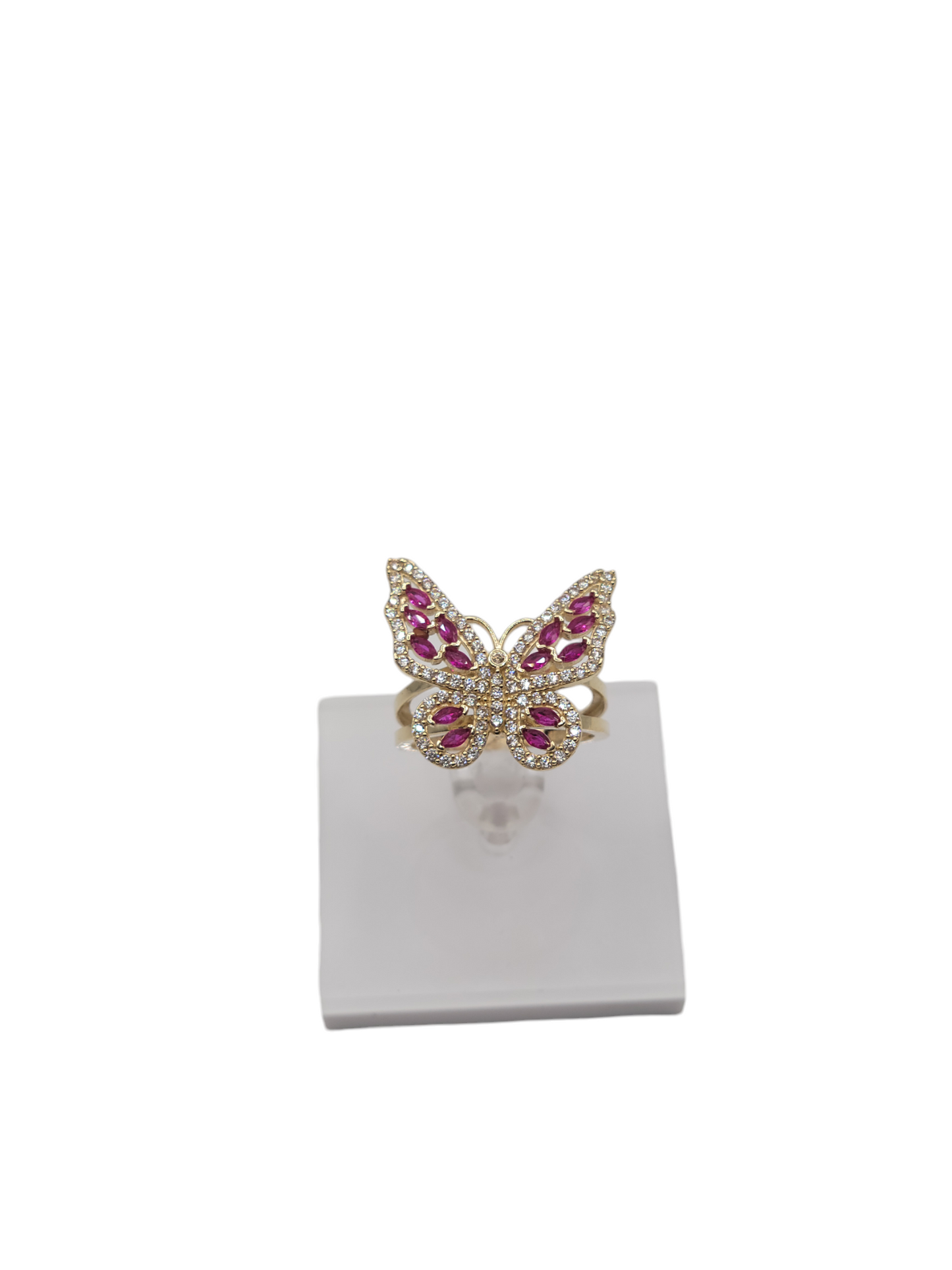 14k gold butterfly style ring size 7 CZ stones