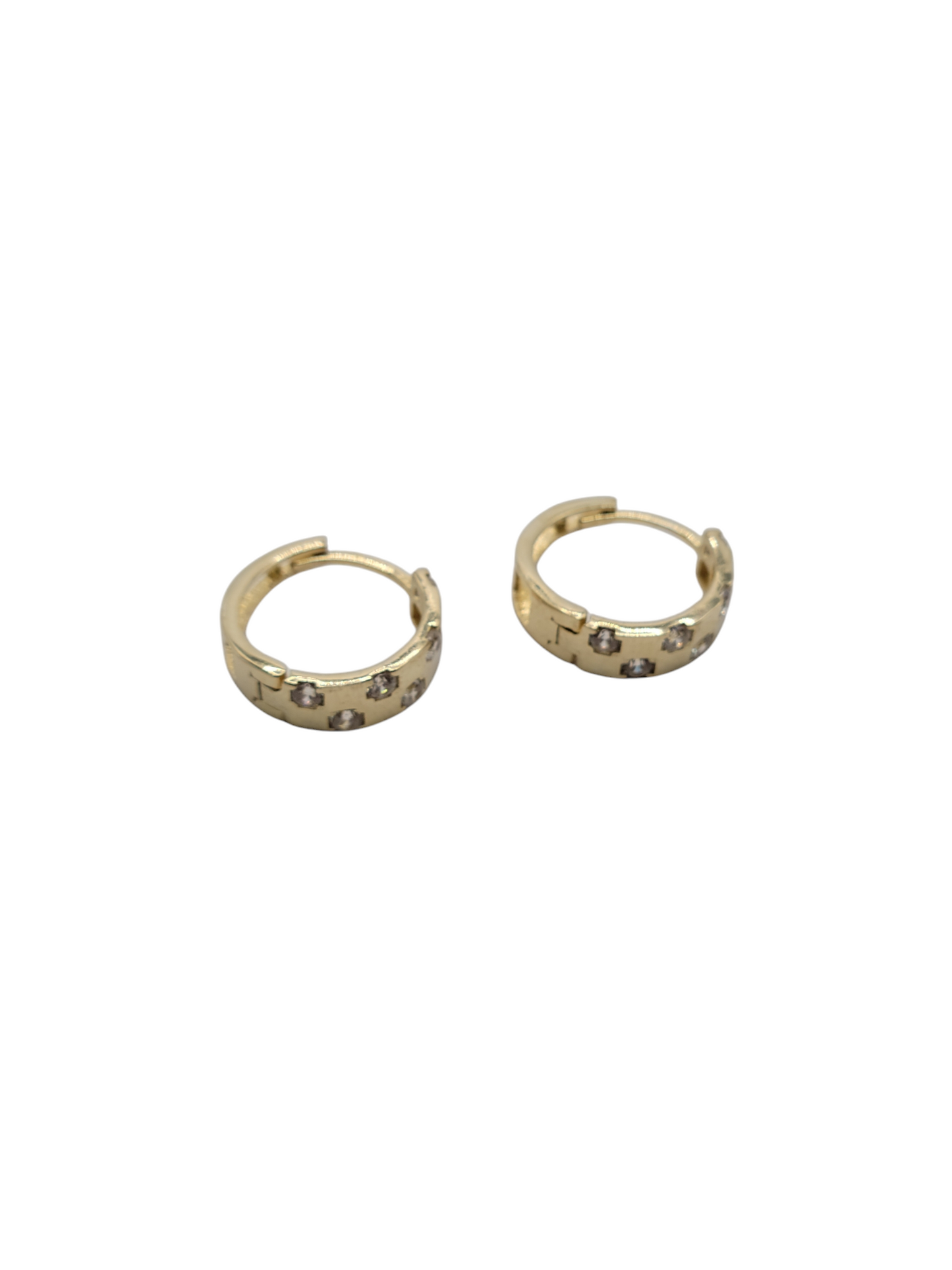 14k gold earrings with white CZ stones