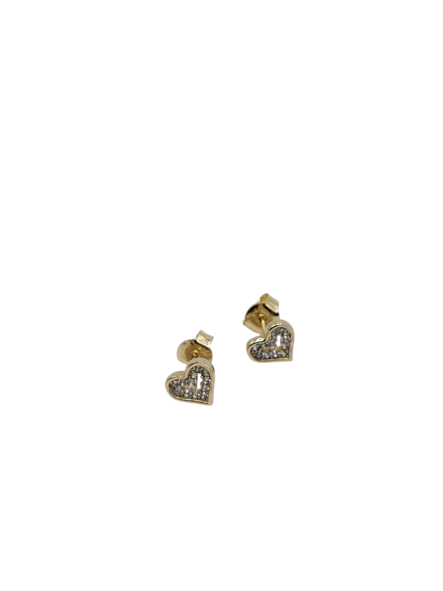 10k gold heart style earrings with CZ stones