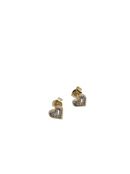 10k gold heart style earrings with CZ stones