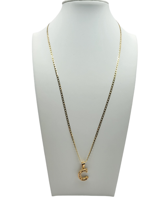 10k gold chain 20 in.  2mm, letter C pendant