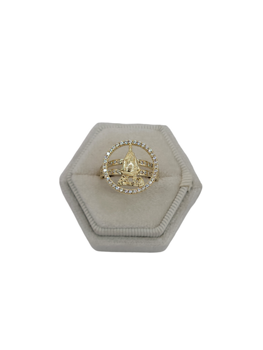 10k Gold Virgin of Charity Ring with CZ Stones Size 7